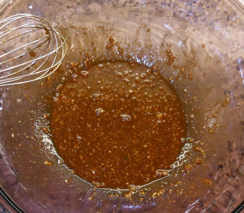 I added the remaining ingredients (sugar, cornstarch, chili powder, and coriander) and whisked them together,