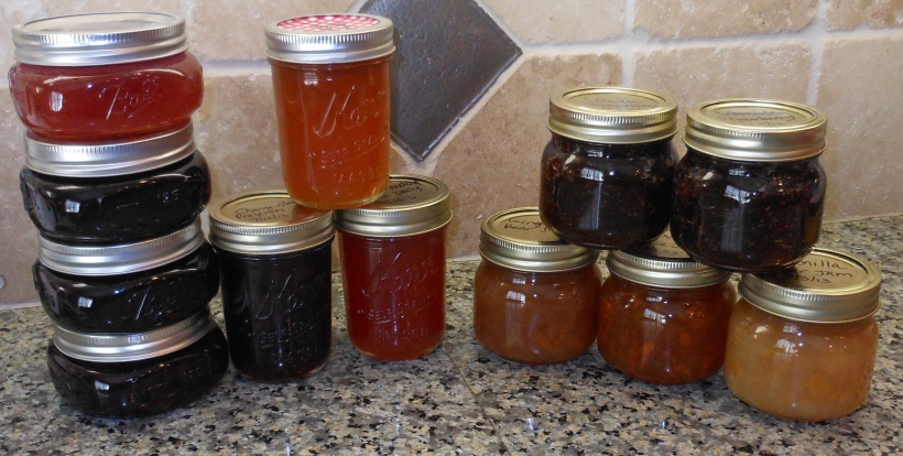 Some of my homemade jam, jelly, and preserves.